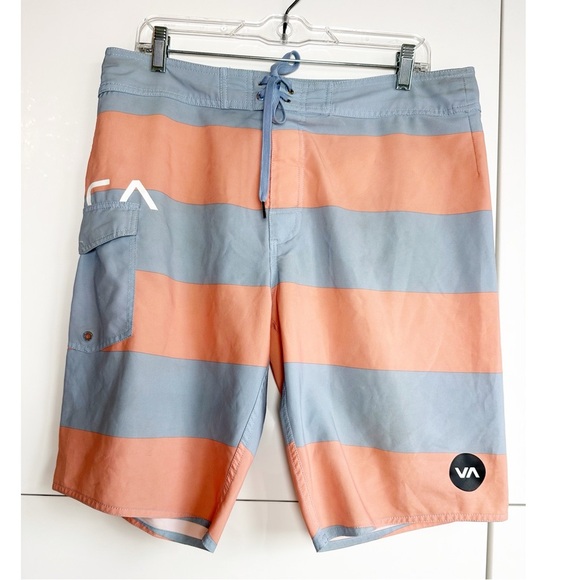 RVCA Board Shorts Size 34 Gray Orange - Picture 1 of 8